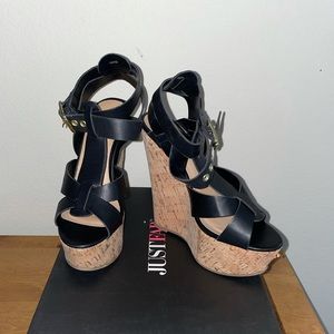 Black Strappy Wedges